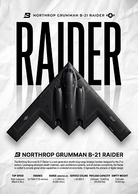 black Northrop Grumman B-21 Raider Poster