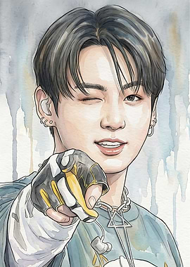Watercolor Portrait of Jungkook BTS