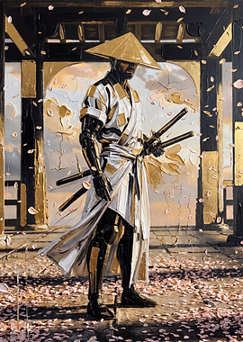 Cybernetic Samurai in Golden Temple