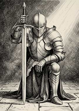 Kneeling Knight with Sword