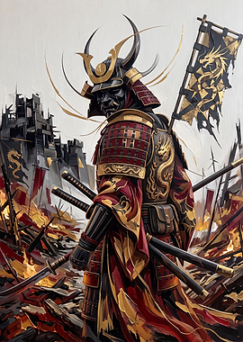 Samurai Warrior in Battle Scene