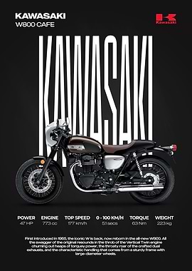 Kawasaki W800 Cafe Motorcycle Poster