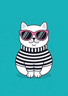 Cool Cat in Striped Sweater