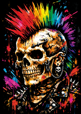 Colorful Punk Rock Skull Portrait