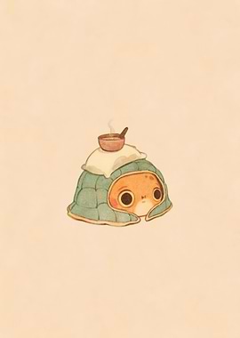 Cozy Little Frog Under Blanket
