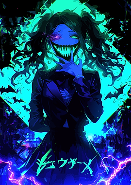 Sinister Anime Girl with Glowing Smile