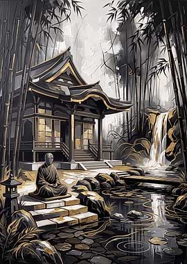 Zen Temple in Bamboo Forest