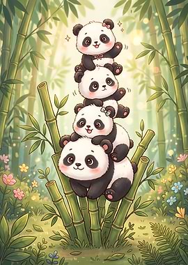 Cute Stack of Baby Pandas