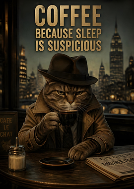 Coffee Cat Noir Because Sleep Is Suspicious