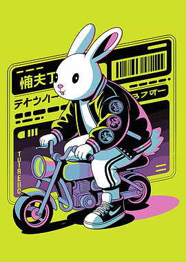 Cool Rabbit Riding a Motorcycle