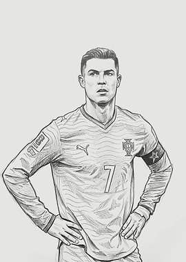 Cristiano Ronaldo Pencil Sketch Portrait