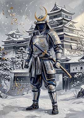Blue and Silver Samurai Warrior