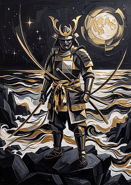 Samurai Warrior Under Moonlight