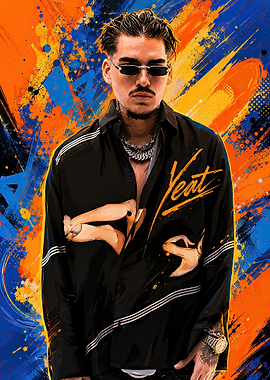 Yeat Portrait with Abstract Art