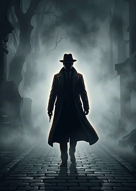 Noir Detective Walking in the dark