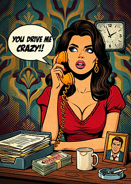 Pop Art Woman on Telephone