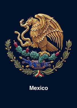 Ornate Mexican Coat of Arms Emblem