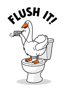 Funny Goose Flushing Toilet Cartoon