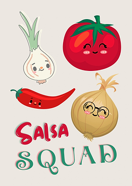 Cute Salsa Squad Vegetable Illustration