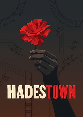 Hadestown Musical Poster with Red Flower