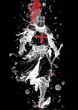 Crusader Knight in Dynamic Ink Style