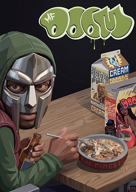 MF DOOM Eating Ramen Illustration