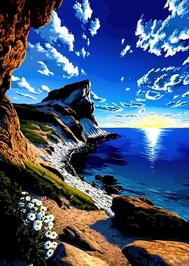 Coastal Sunrise Over Rocky Cliffs