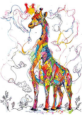 Colorful Abstract Giraffe Art