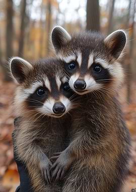 Two Cute Baby Raccoons