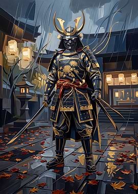 Samurai Warrior in Rain