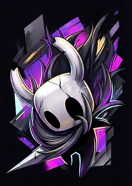 Neon Abstract Portrait of Hollow Knight