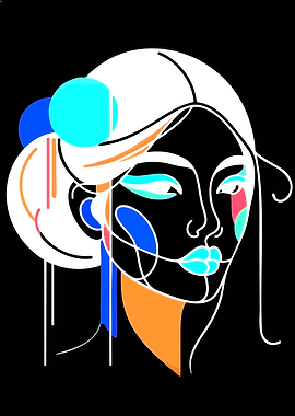 Abstract Neon Line Art Portrait