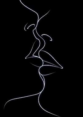 Minimalist Line Art Kiss