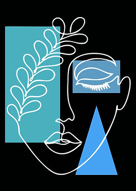 Abstract Minimalist Line Art Face