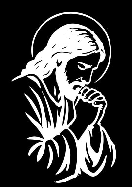 Minimalist Praying Jesus Silhouette