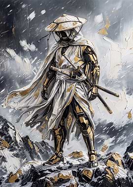 Golden Samurai Warrior in Snow