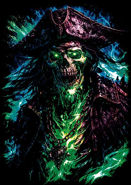 Glowing Spectral Pirate Captain Portrait