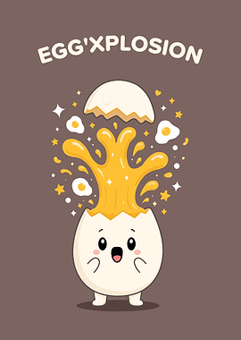 Cute Egg Explosion Cartoon Illustration