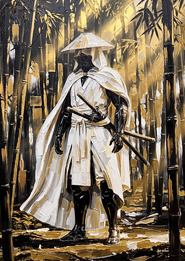 Cybernetic Samurai in Bamboo Forest