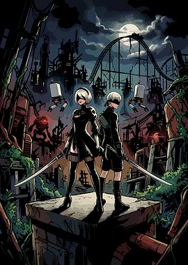 NieR: Automata 2B and 9S Illustration