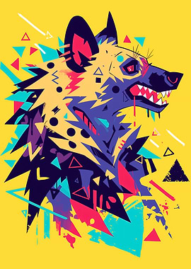 Abstract Geometric Hyena Pop Art