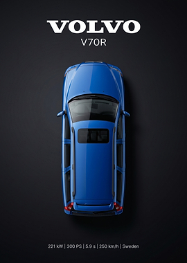 Volvo V70R Minimalist Car Poster