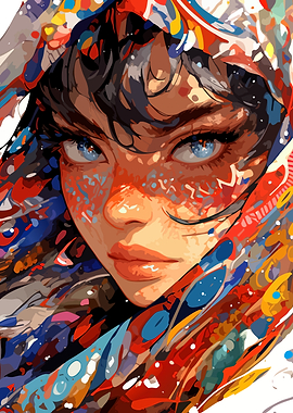 Abstract Colorful Portrait of a Woman