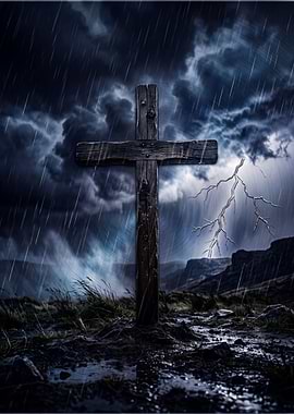 Stormy Weather Wooden Cross