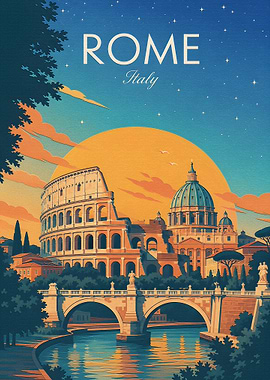 Vintage Travel Poster of Rome