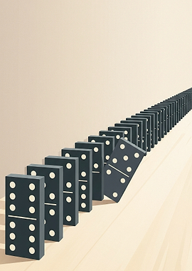 Falling Dominoes Chain Reaction Vector Art