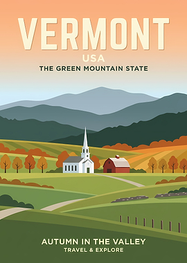 Vermont Autumn Travel Poster