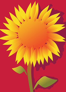 Stylized Sunflower on Red Background