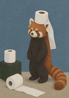Red Panda with Toilet Paper