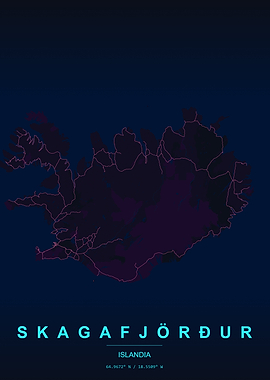 Minimalist Map of Skagafjörður Iceland